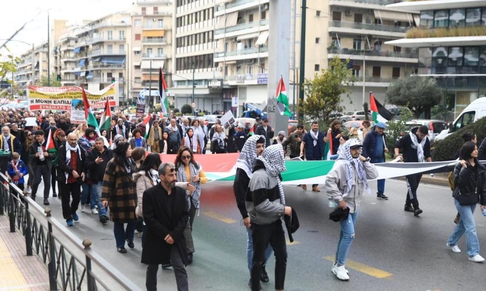 Συλλαλητήριο για την Παλαιστίνη - Koυτσούμπας: «Βρισκόμαστε σήμερα εδώ στο Πάρκο Ελευθερίας για να βροντοφωνάξουμε ξανά "Λευτεριά στην Παλαιστίνη"!